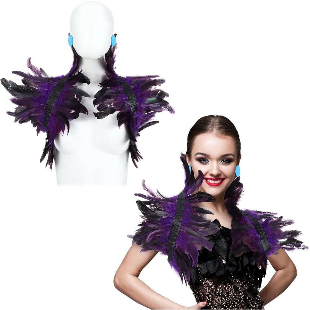 Gothic Feather Cape Costume Accessories for Women Halloween Cosplay
